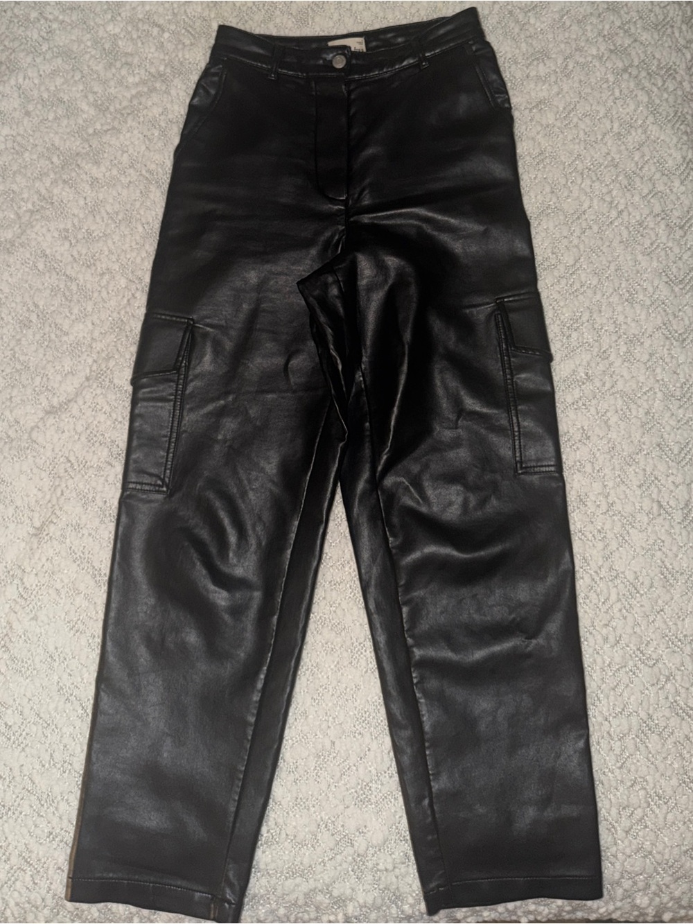 Wilfred Black Faux Leather Cargo Pants